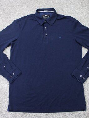 Buttercloth Icy Cotton Polo Shirt Mens Medium Blue Checkered Long Sleeve Preppy